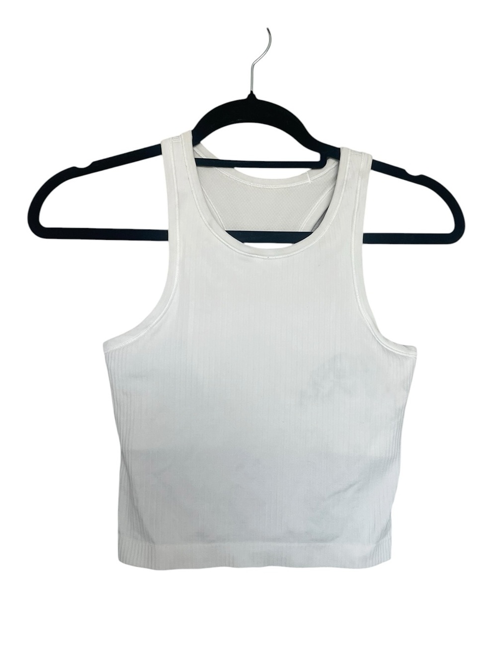 Lululemon White Ribbed Tank Top - Scoop Neck